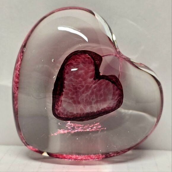 NOT FOR SALE Vintage Murano Italy Blown Glass Heart Paperweight - Picture 2 of 8